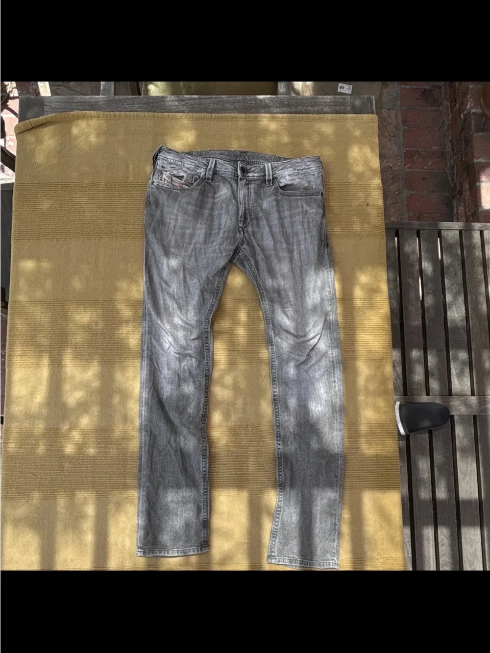 Diesel Gray Washed Skinny Jeans with Embroidered Back Pockets